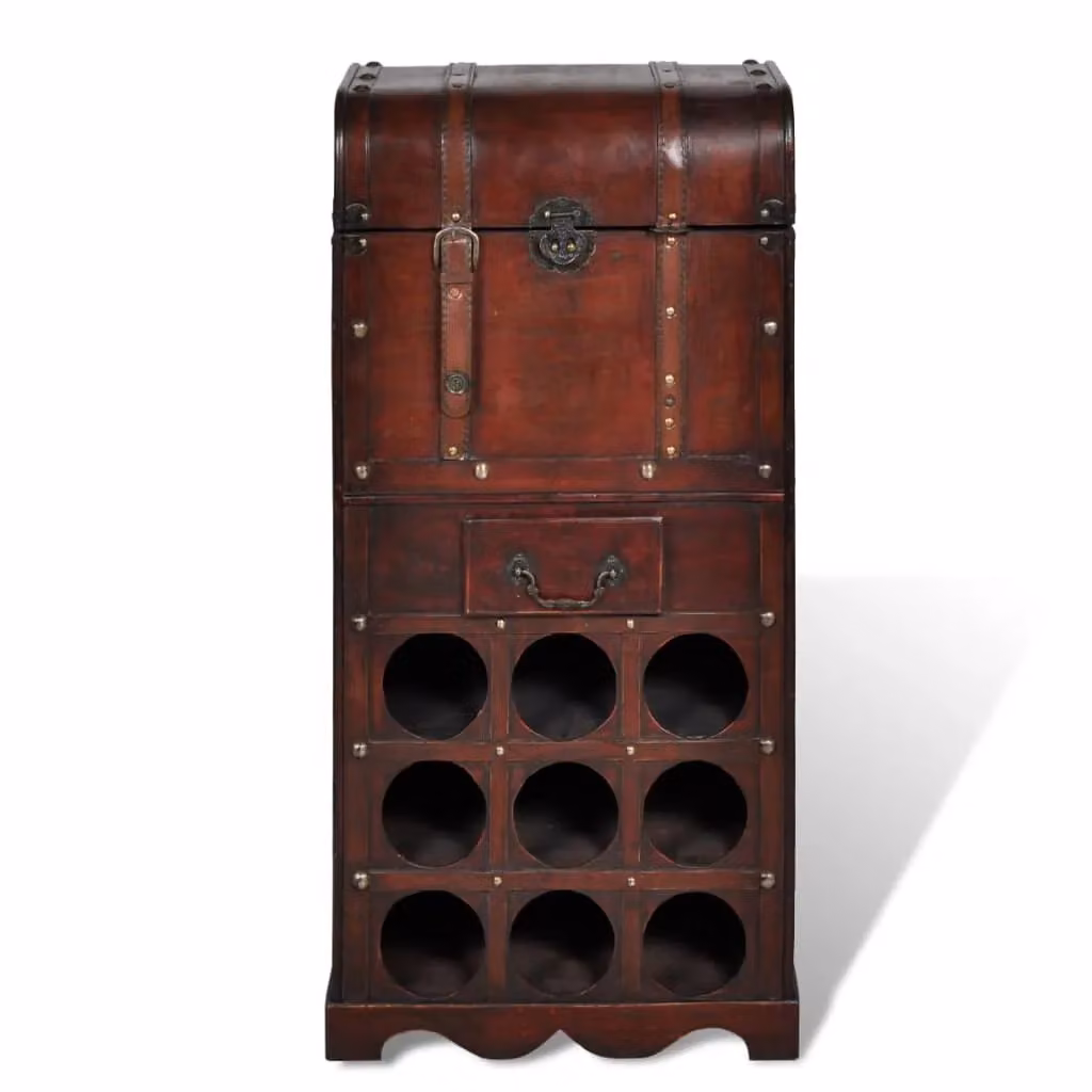 Berkfield Home Red Lacquered Wooden Wine Rack for 9 Bottles with Storage – 2