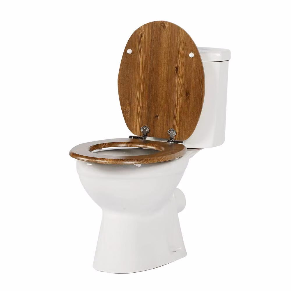SINOBATH Universal Soft-Close Antibacterial MDF Toilet Seat, Brown, W: 43.5 cm, D: 37.5 cm – 3