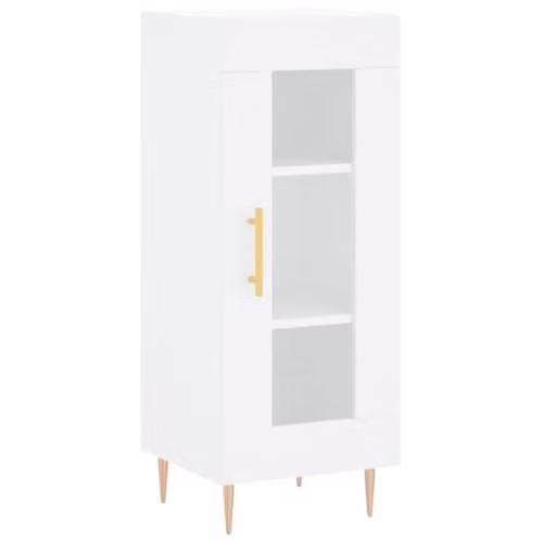 vidaXL Modern White Sideboard with Glass Door and MDF Wood Construction – 1