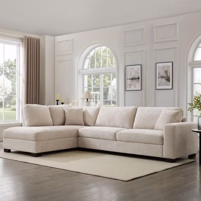 Tate Left-Hand Corner Sofa in Beige Chenille Fabric