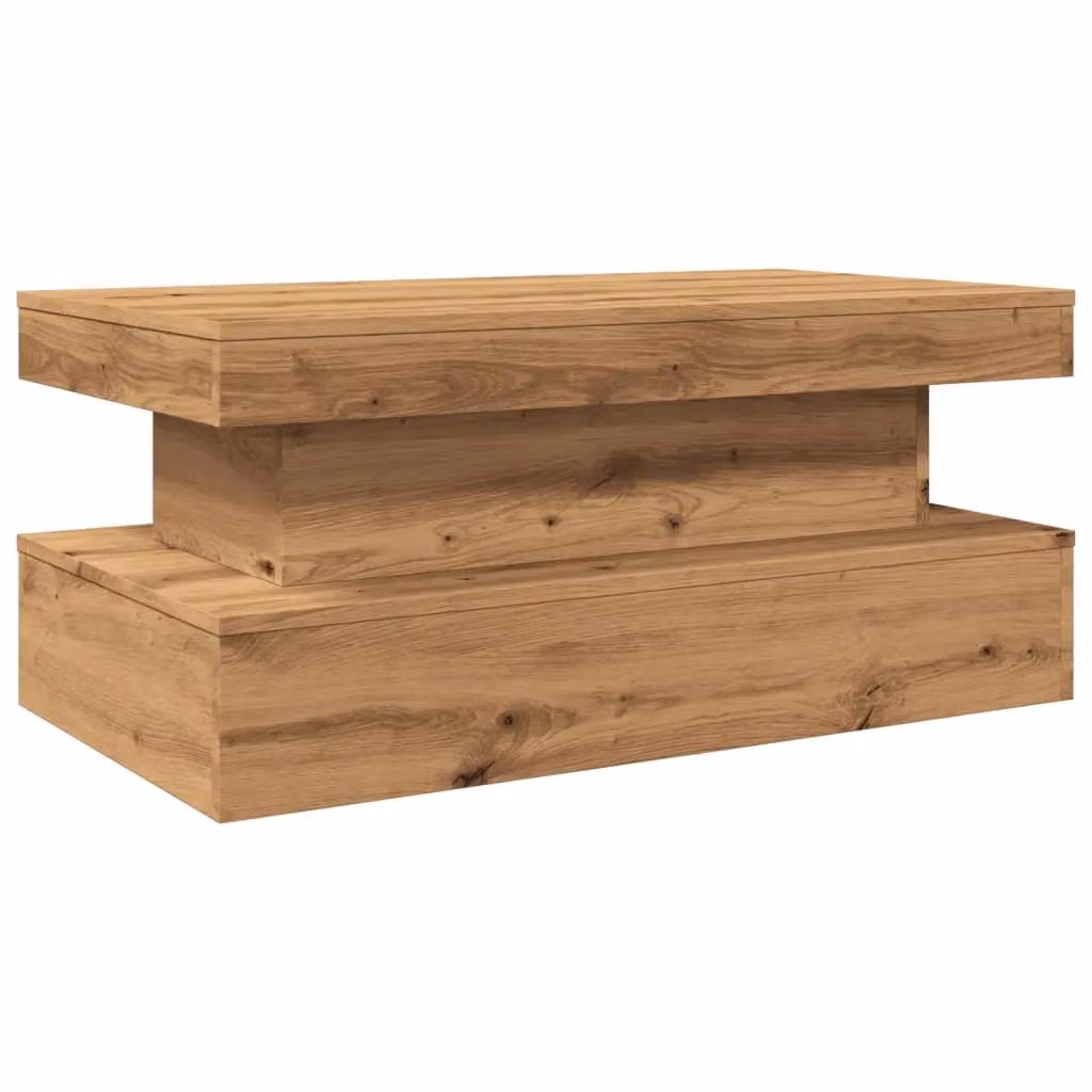 Berkfield Home Artisan Oak Coffee Table with LED Lights in Brown, W: 90 cm, D: 50 cm, H: 40 cm – 3