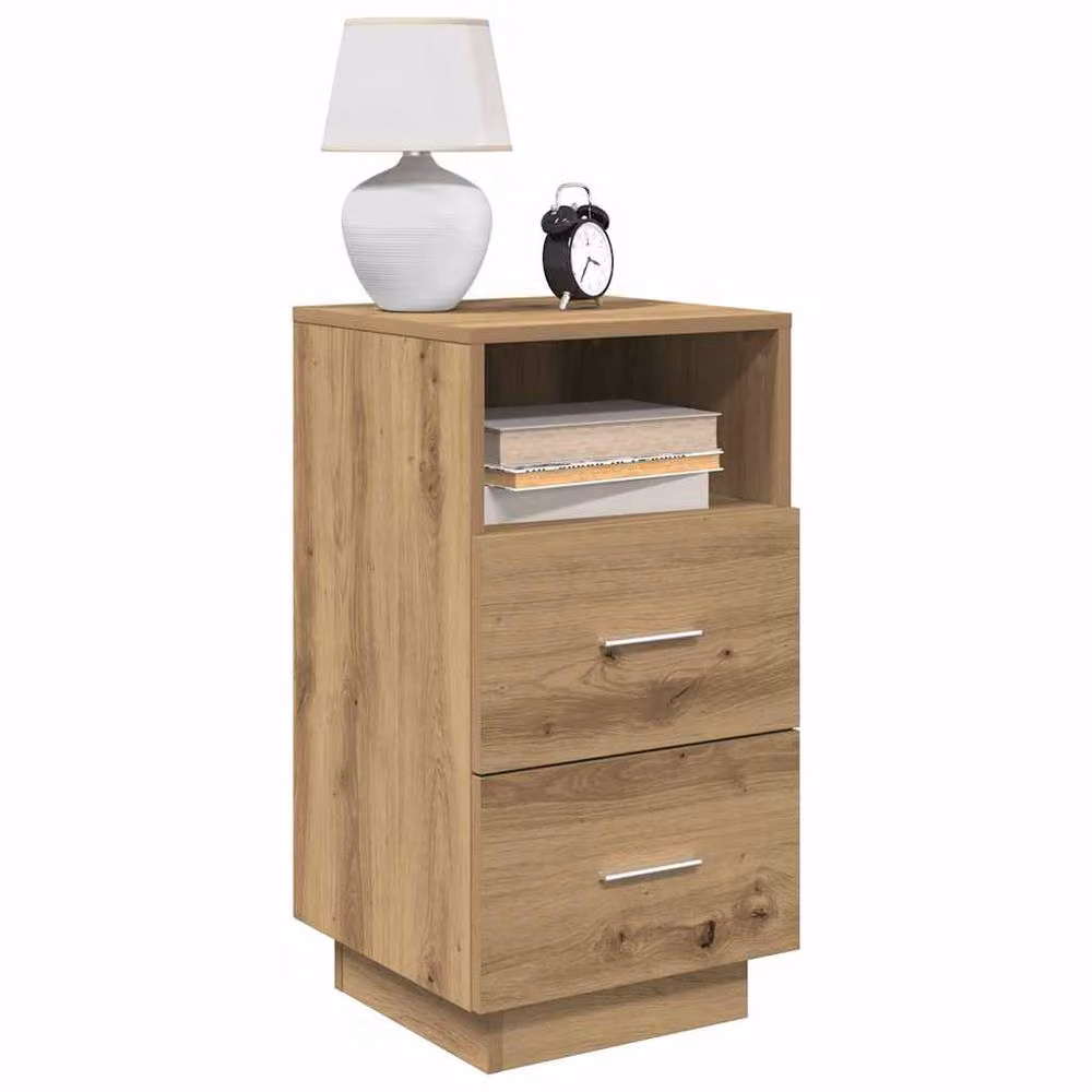Berkfield Home Artisan Oak Bedside Cabinet with 2 Drawers, Brown, W/D/H: 36 x 36 x 68 cm – 2