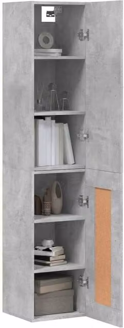 Berkfield Home Industrial Highboard in Grey, W/D/H: 34.5 x 34 x 180 cm