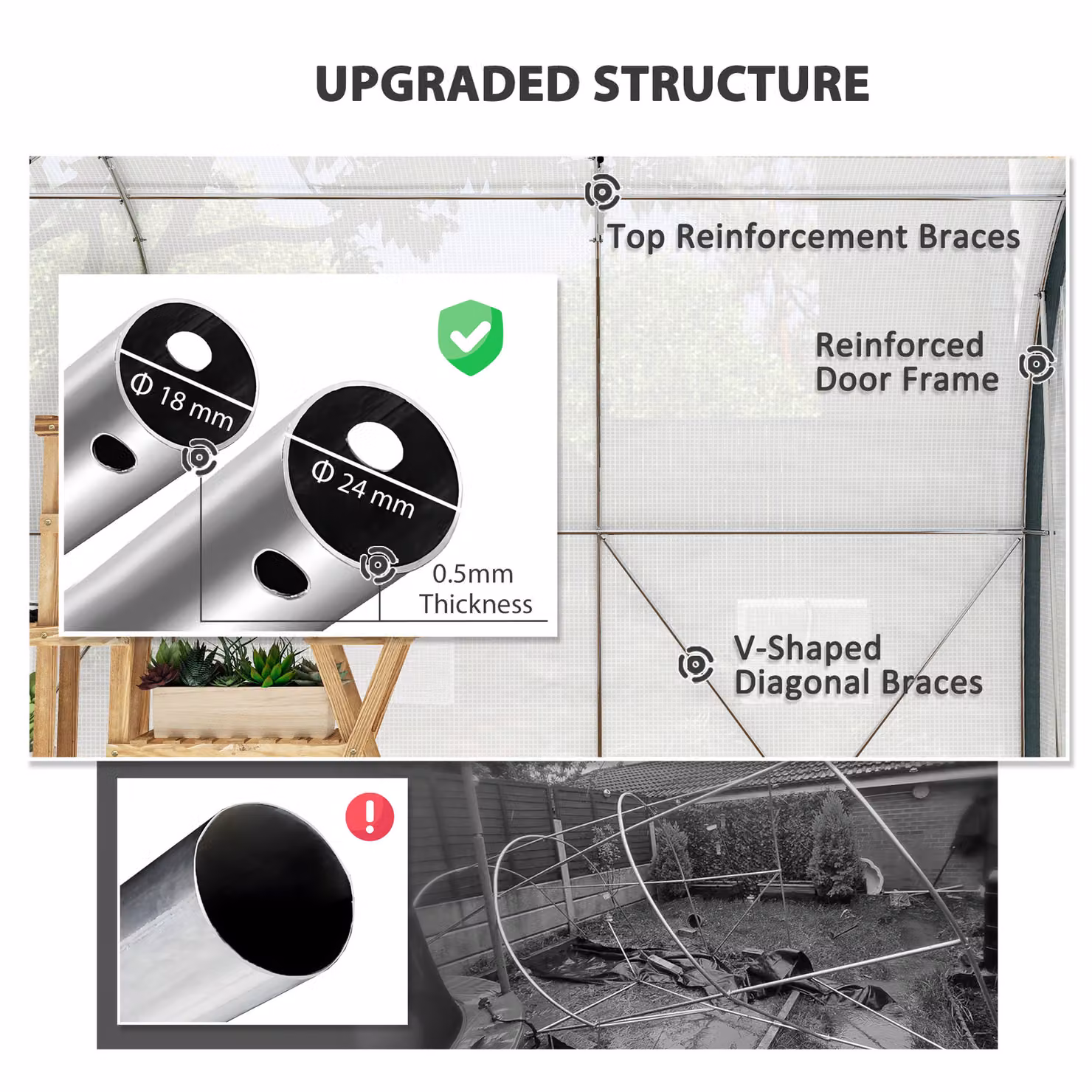 Outsunny White Walk-In Tunnel Greenhouse with Accessories, W: 4 m, D: 3 m, H: 2 m – 3