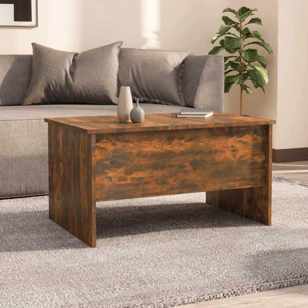 Berkfield Home Modern Rectangular Coffee Table in Smoked Oak Brown with Lift Mechanism, W/D/H: 80 x 50 x 42.5 cm – 2