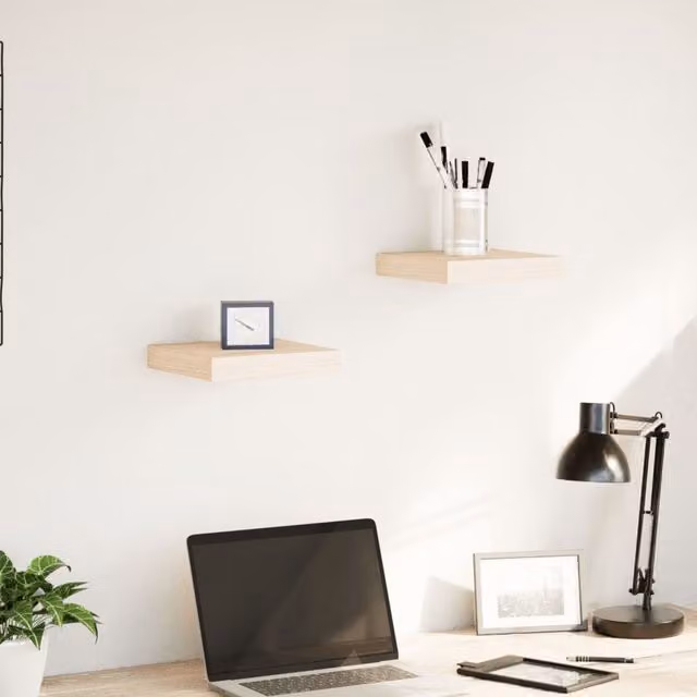 Berkfield Home Floating Shelves, 2 Piece Brown Engineered Wood Set, W/D/H: 23 x 23.5 x 4 cm