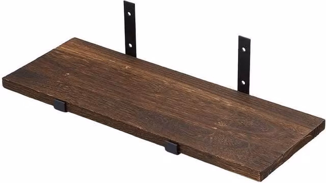 KORVIXA Set of 4 Heavy Carbonized Brown Floating Wall Mounted Shelves – 1