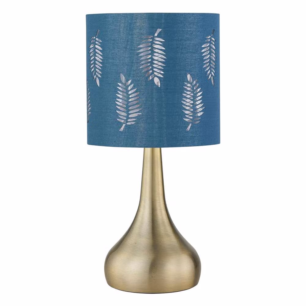 First Choice Lighting Romana Set of 2 Antique Brass Touch Table Lamps with Teal Fabric Shades – 2