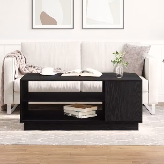 Berkfield Home Black Oak Coffee Table in Black, W/D/H: 102 x 55 x 43 cm