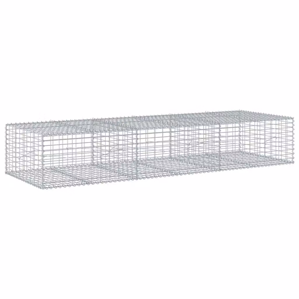 Berkfield Home Silver Galvanised Steel Gabion Basket with Cover, W: 300 cm, D: 100 cm, H: 50 cm – 2