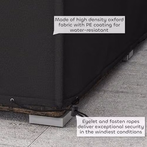 Outsunny Waterproof Anti-UV Sofa Garden Furniture Cover in Black, W/D/H: 222 x 155 x 67 cm – 4