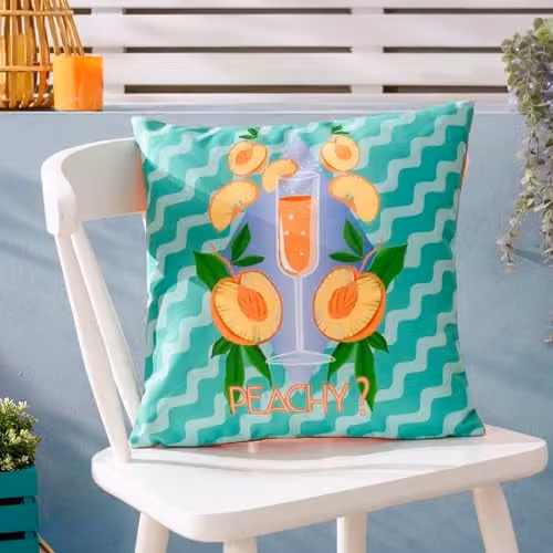 Peachy Abstract Graphic Outdoor Cushion, Aqua, 43 x 43 cm – 1