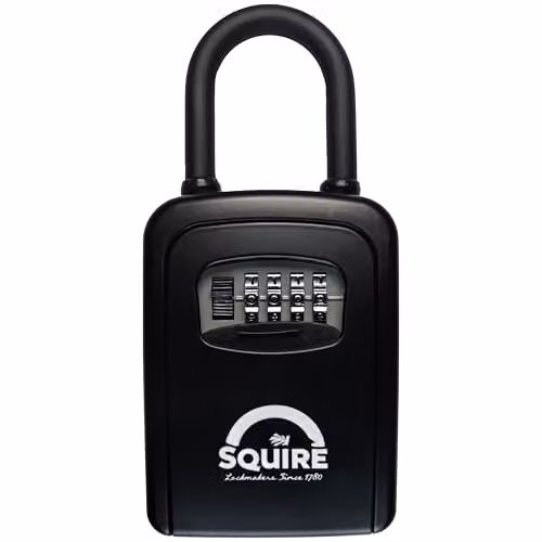 Squire KeyKeep 1 PB Combination Key Safe, Black, 4-Wheel Recodable with Removable Shackle