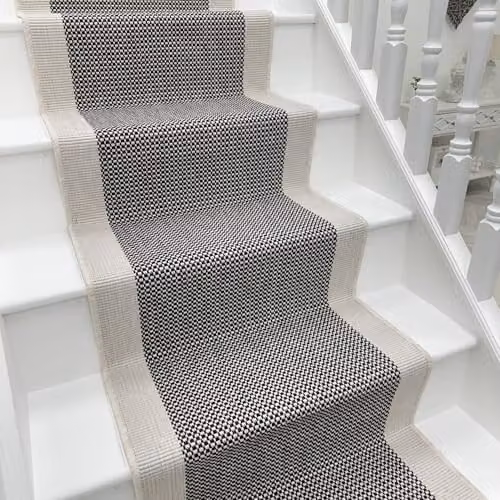 runrug Reversible Flatweave Stair Runner Rug in Grey, W: 70 cm, L: 500 cm