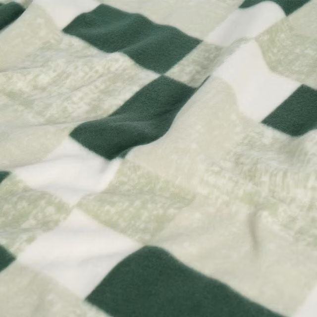 Dreamscene Green Checked Fleece Throw Blanket, Width: 150 cm
