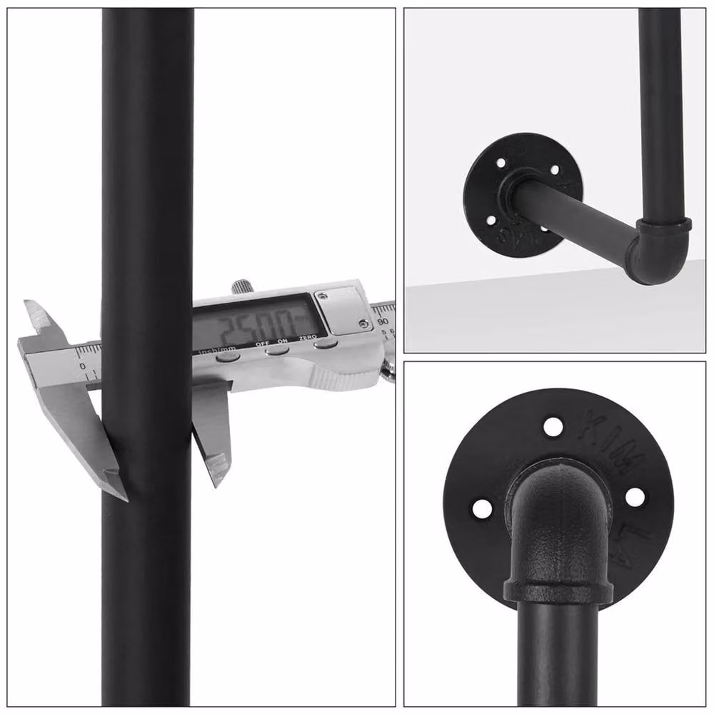 NESTLUNE Black Wisfor XL Industrial Metal Pipe Wall Clothing Rail, W: 100 cm, D: 15 cm – 3