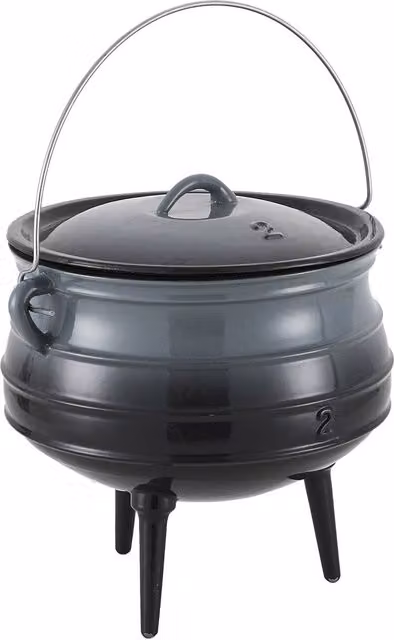 Living and Home 6L Enamelled Cast Iron Potjie Pot with Lid and 3 Legs in Grey