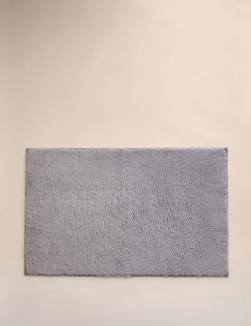 M&S Pure Cotton Tufted Rectangular Bath Mat in Silver Grey