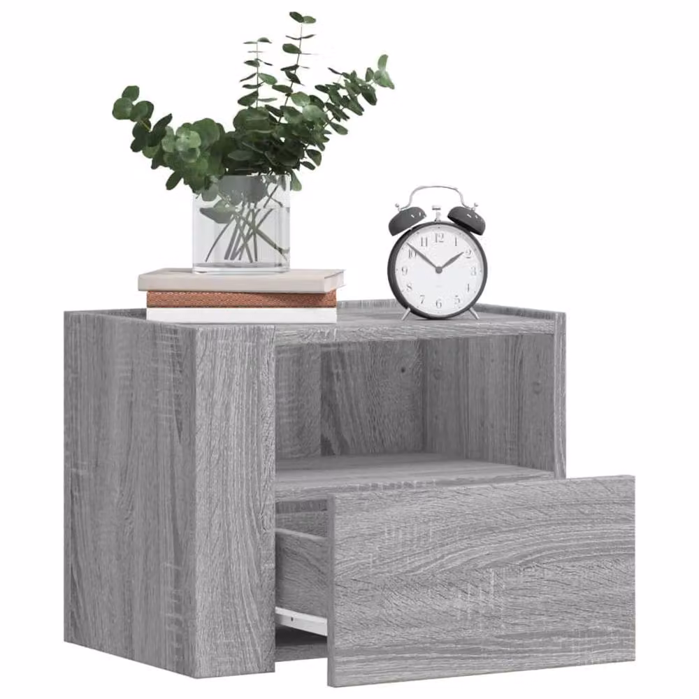 Berkfield Home Wall-mounted Bedside Cabinets, 2 Pack, Grey, W: 45 cm, D: 30 cm, H: 35 cm – 2