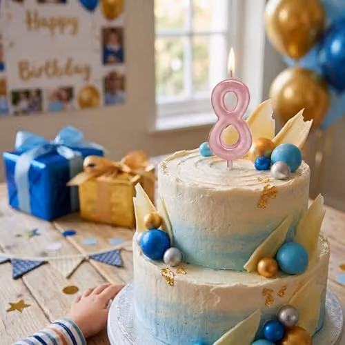 Shatchi Pink Number 8 Birthday Cake Topper Candle – 2