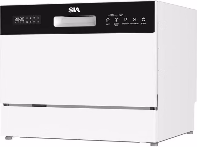 SIA TTD6WH White Table Top Dishwasher with 8 Programs and 6 Place Settings – 1