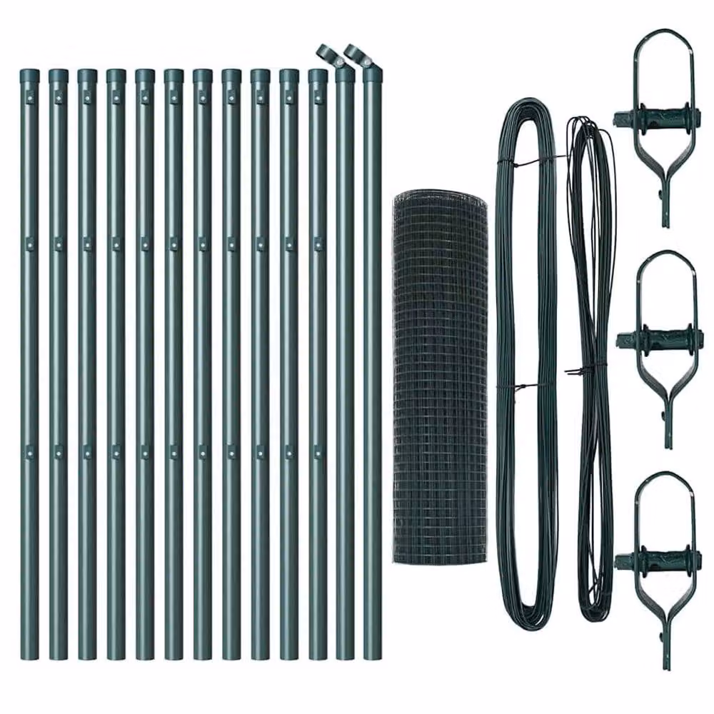 Berkfield Home Green Welded Steel Wire Fence with 13 Posts, 0.8 x 25 m – 4