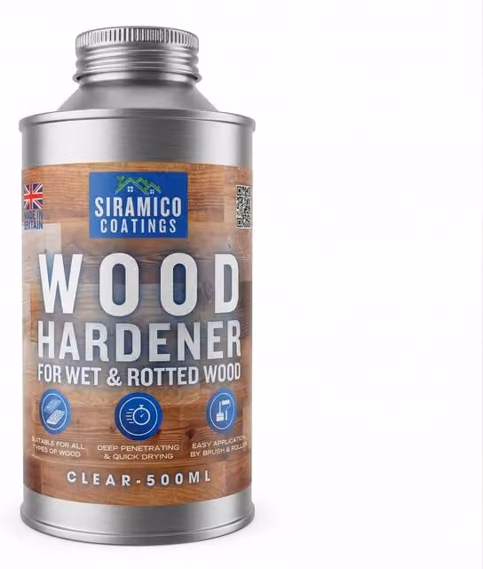 Siramico Coatings Deep Penetrating Wood Hardener for Rotted Wood, 500ml, Transparent