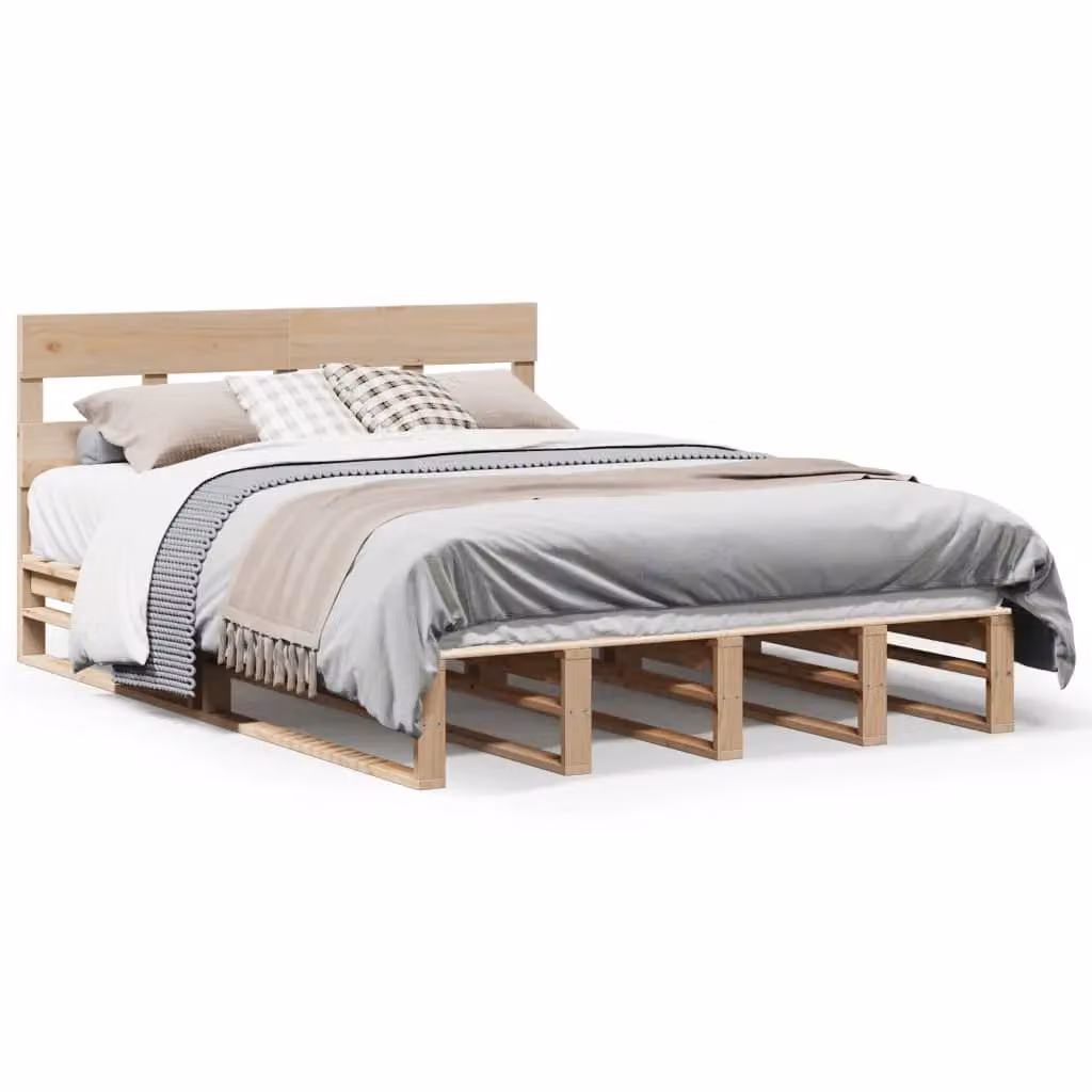 Berkfield Home Small Double Solid Wood Pine Bed Frame, Brown, W/D/H: 120 x 190 cm – 2
