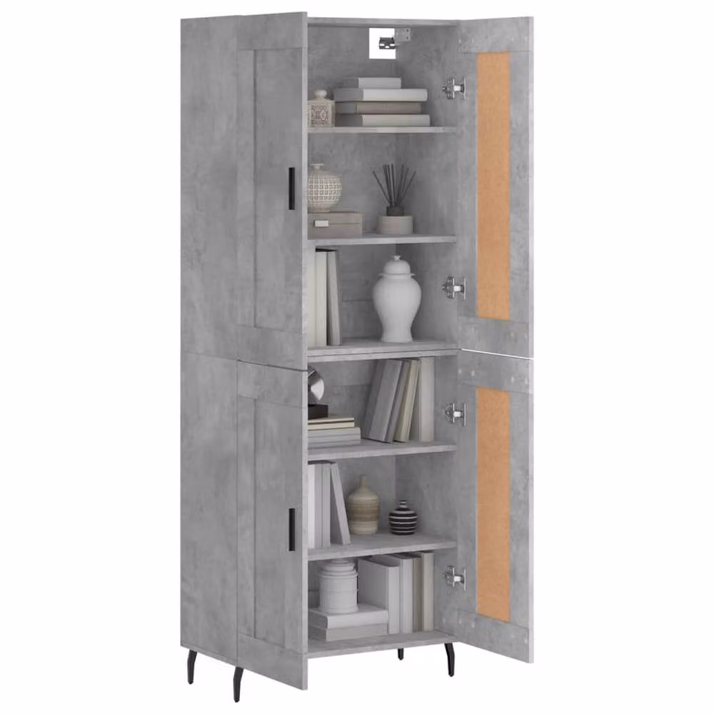 Berkfield Home Modern Highboard in Concrete Grey, W/D/H: 69.5 x 34 x 180 cm – 2