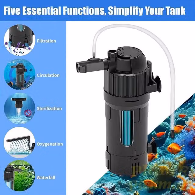 FLAVORA 5 in 1 Internal Aquarium Filter Pump, Black – 1
