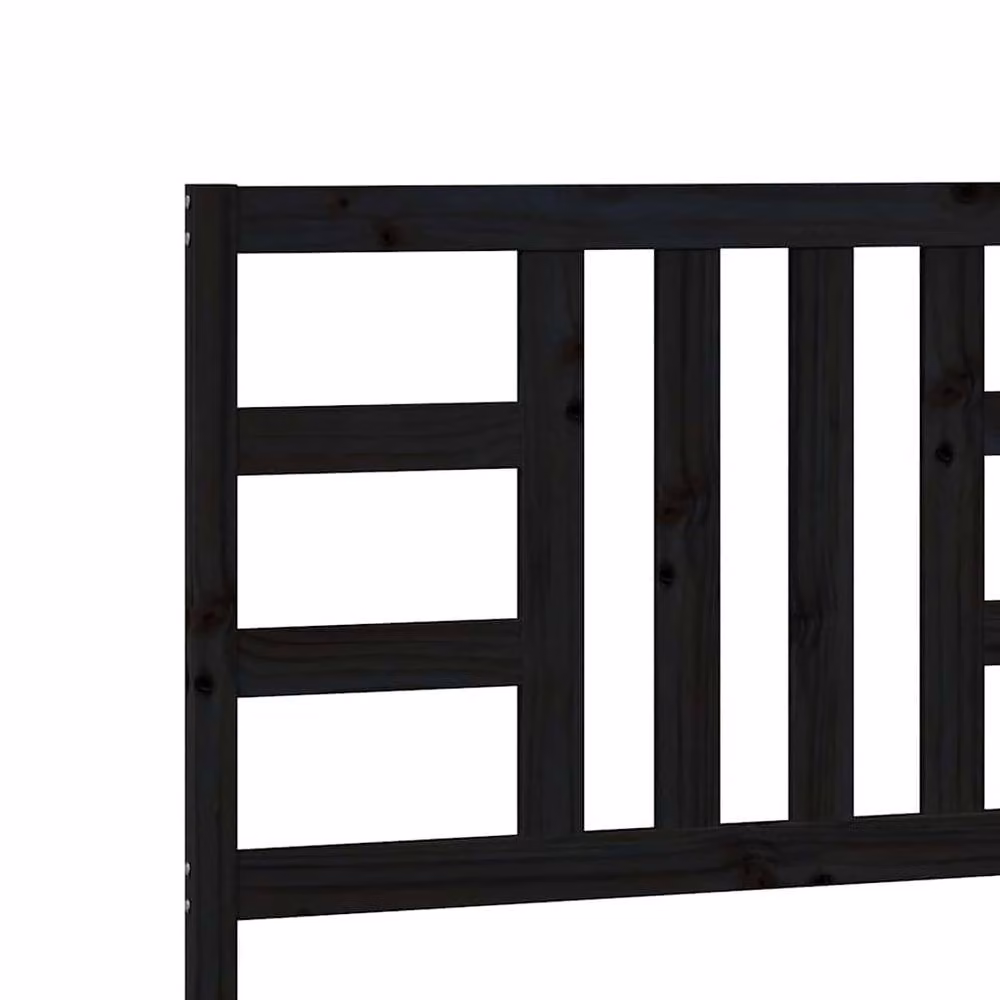 Berkfield Home Beautiful Black Solid Wood Pine Bed Headboard W: 206 cm, D: 4 cm, H: 100 cm – 4