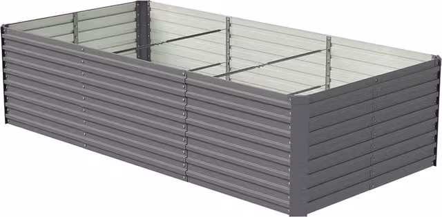 Livingandhome Rectangular Metal Raised Garden Bed in Grey, 60 cm