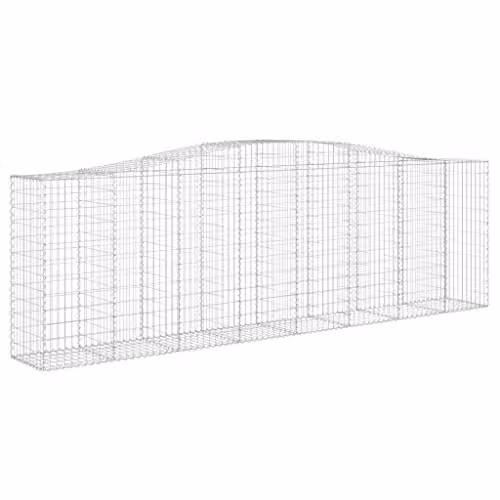 vidaXL Arched Gabion Baskets, 9 Pieces, Silver Galvanised Steel, W/D/H: 400 x 50 x 120/140 cm