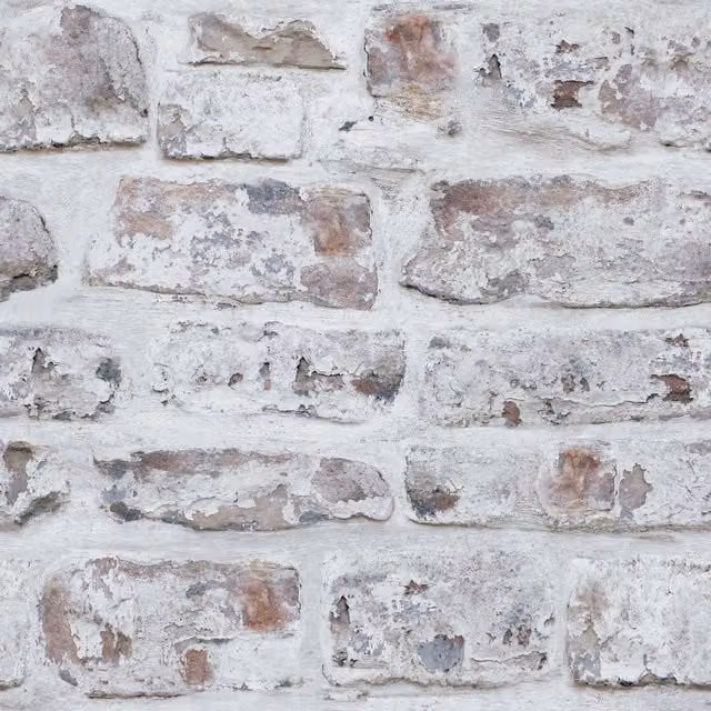 Arthouse White Washed Brick Industrial Paper Wallpaper, White