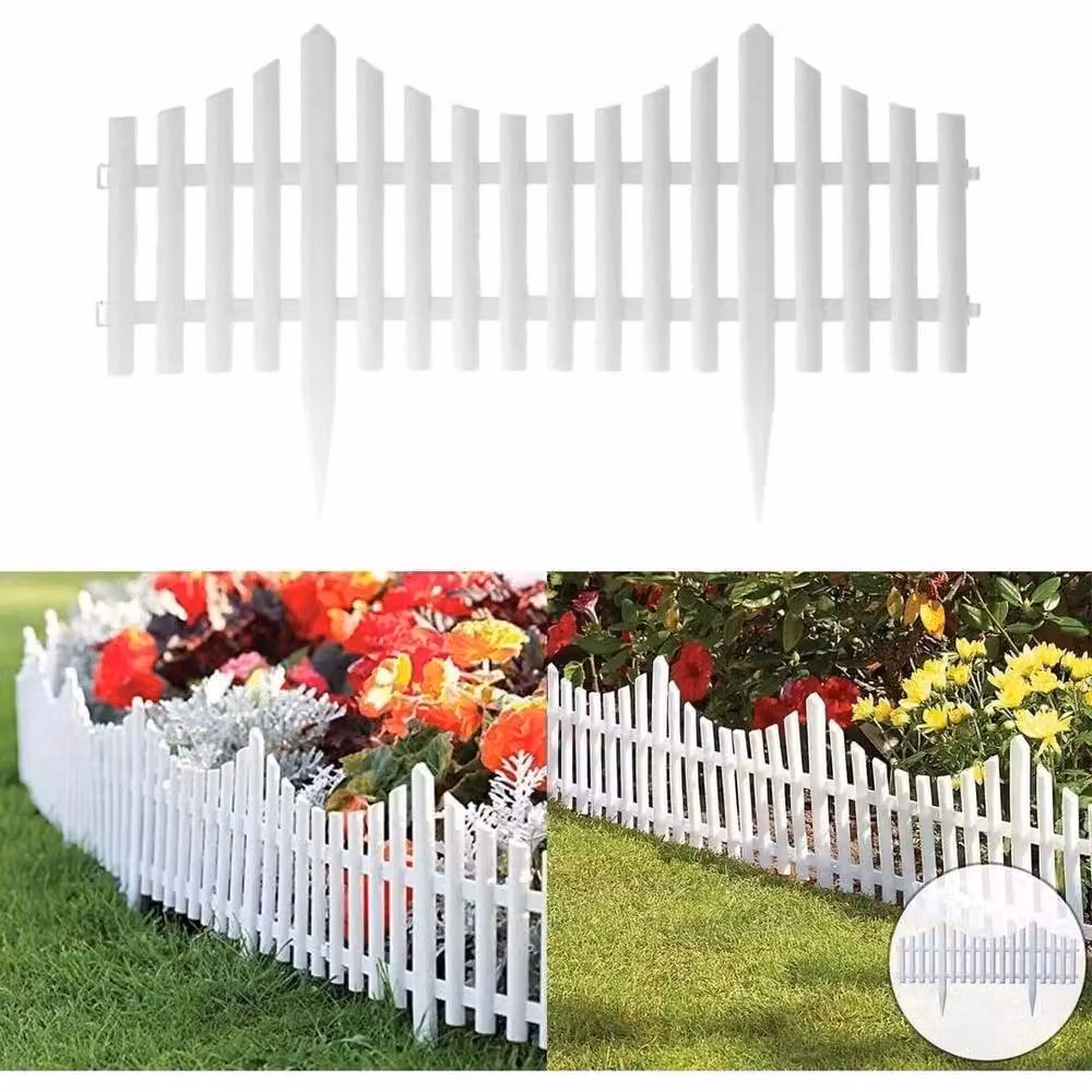 NESTLUNE White Wooden Garden Edging Fence, 10 Pieces, H: 100 cm, W: 15 cm – 3