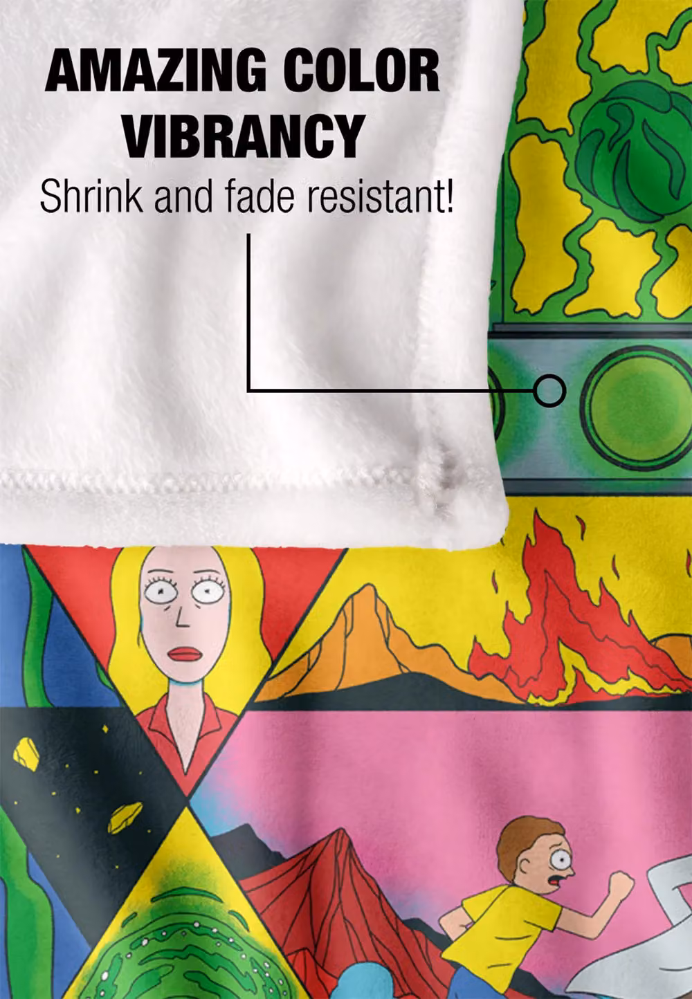 Warner Brothers Rick & Morty Officially Licensed Silky Touch Super Soft Throw Blanket, White and Multicolour, W: 152 cm, D: 127 cm – 3