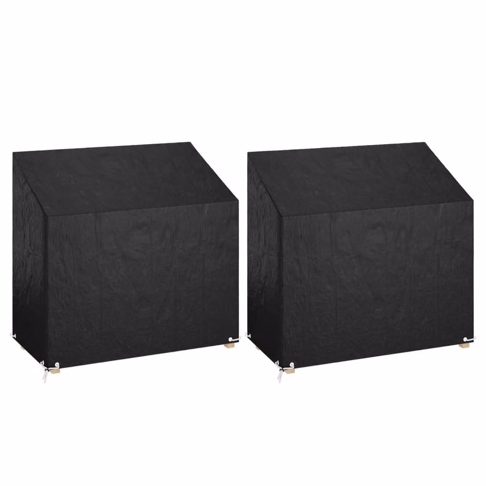 Berkfield Home Durable Water Repellent Garden Bench Covers, 2 Pack, Black, W: 130 cm, D: 70 cm, H: 70-88 cm – 2