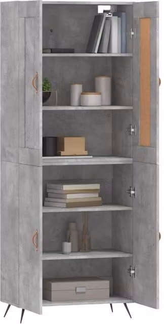 Berkfield Home Highboard in Concrete Grey, W/D/H: 69.5 x 34 x 180 cm – 1