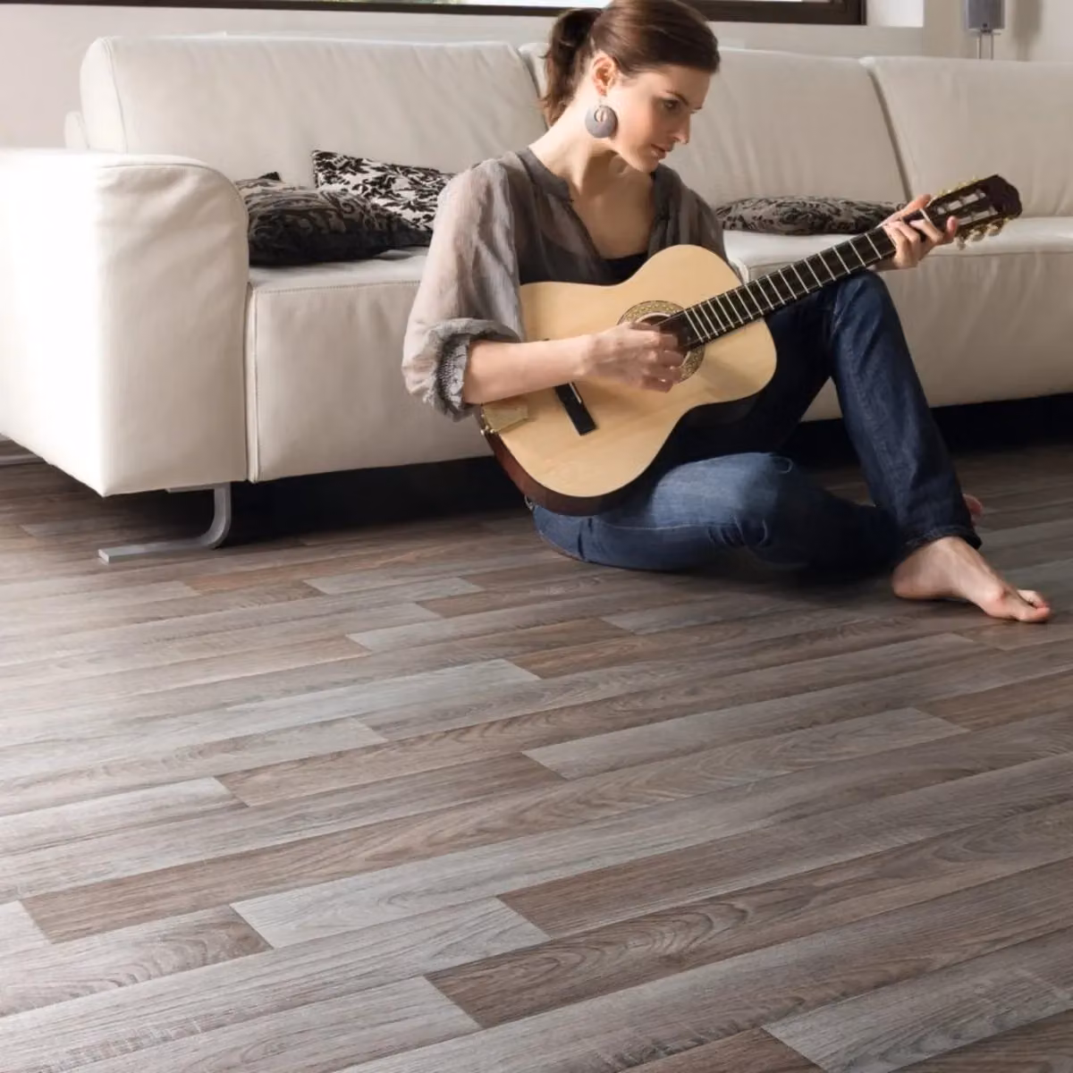 Vinyl Flooring UK Light Brown Wood Effect 2.8mm Sheet Vinyl Flooring W: 400 cm, D: 300 cm – 2