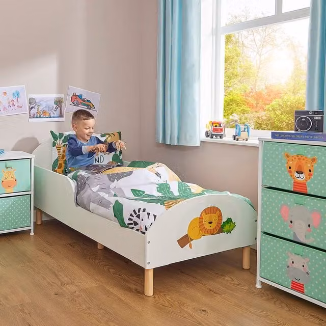 Liberty House Toys Lion Kids Toddler Bed in White Solid Pine Wood
