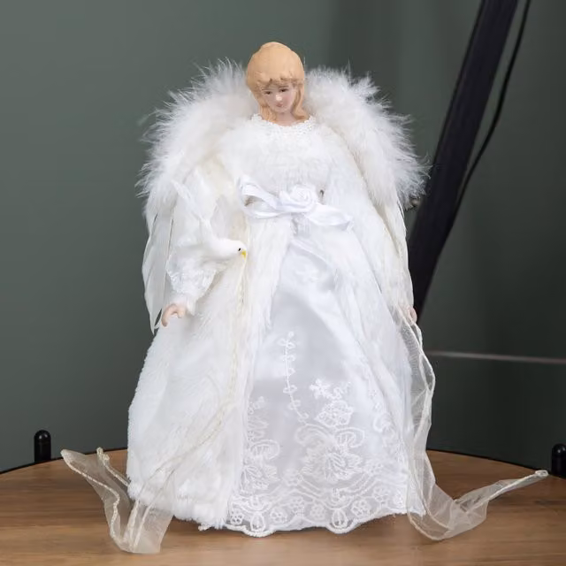 Samuel Alexander White Angel Holding Dove Christmas Tree Topper, 30 cm – 1