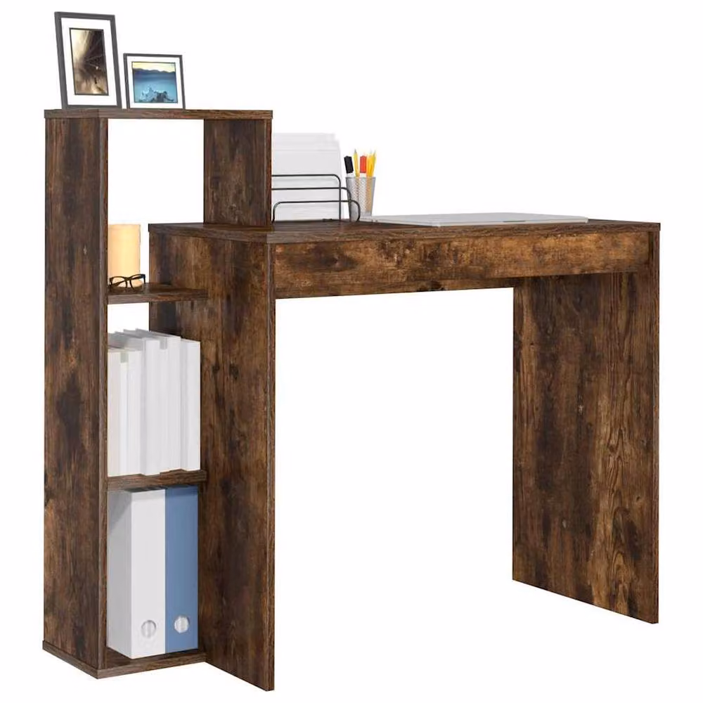 Berkfield Home Smoked Oak Writing Desk in Brown – 3