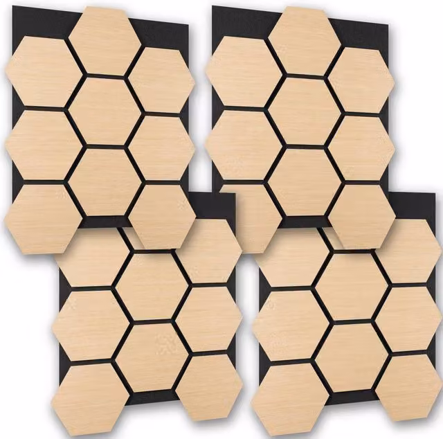 tectake Sound-Absorbing Felt Acoustic Panels in Light Oak Wood Look, Brown – 1