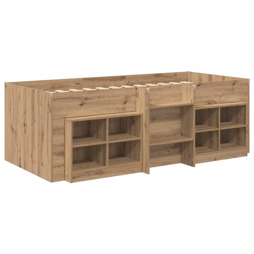 Berkfield Home Loft Bed Frame with Cabinet in Artisan Oak Brown Engineered Wood – 2