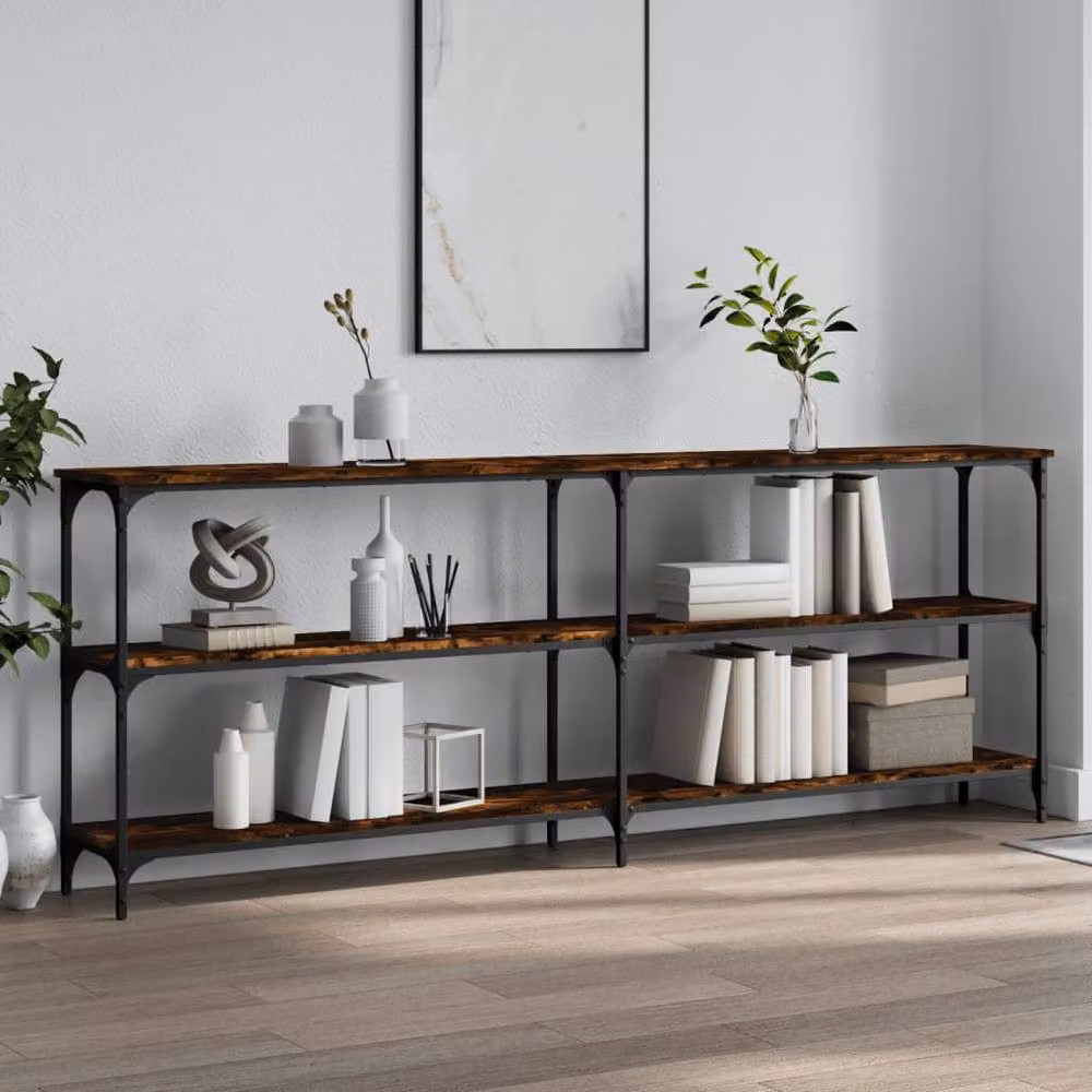 Berkfield Home Smoked Oak Console Table in Brown, W/D/H: 200 x 29 x 75 cm – 2
