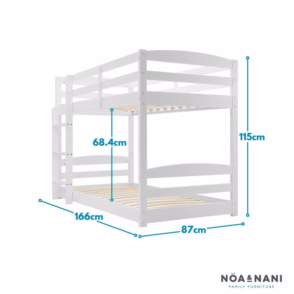 Nöa and Nani Mimi Shorty Bunk Bed in White, Convertible to Toddler and Day Bed, Solid Wood – 2