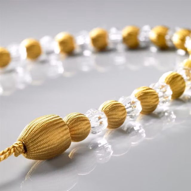 Livinluxury Pair of Gold Beaded Rope Curtain Tie Backs