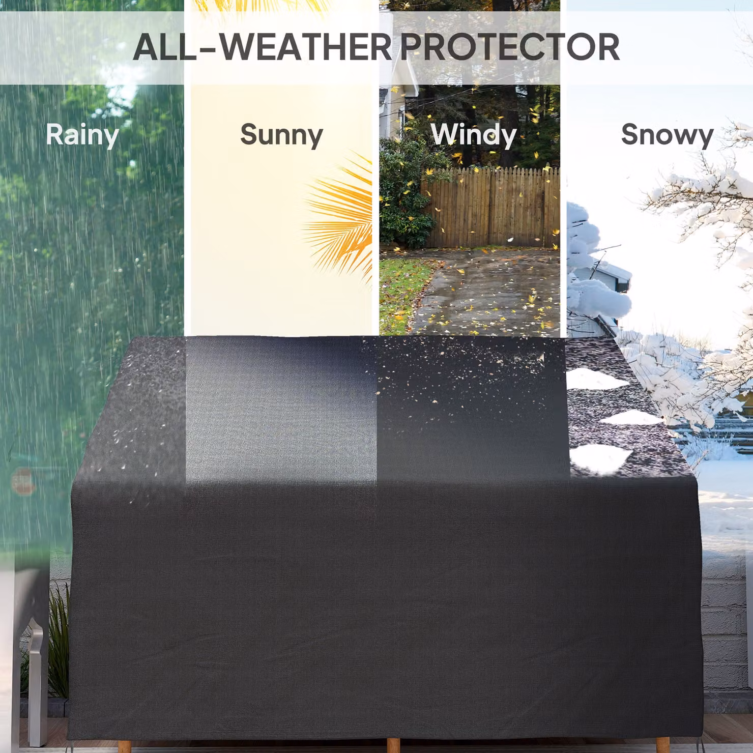 Outsunny Waterproof 2 Seater Sofa Protector in Black – 4