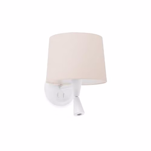 Netlighting Conga Mid-Century Adjustable Wall Reading Light in White and Beige with E27 Socket