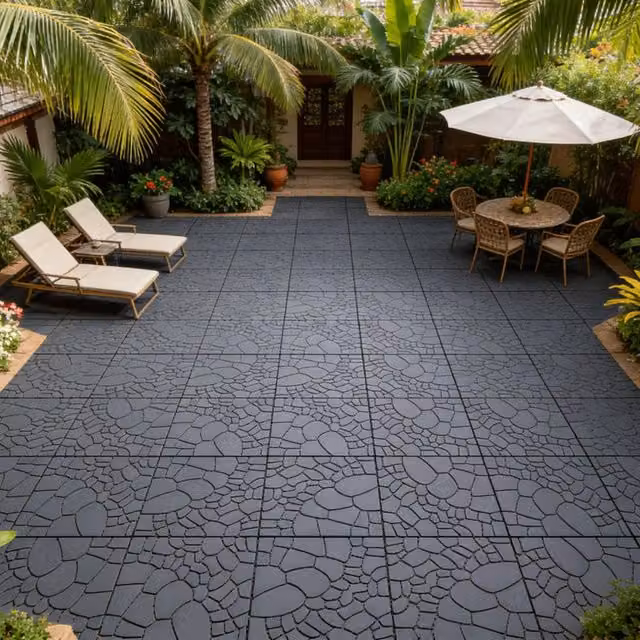 NIVOR 44 Piece Composite Plastic Decking Tiles for Indoor and Outdoor Flooring, W/D/H: 30 x 30 x 30 cm